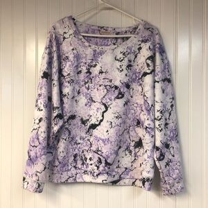 Juicy Couture Crewneck Pullover Tie Dye Sweatshirt Large Purple Black Marbled